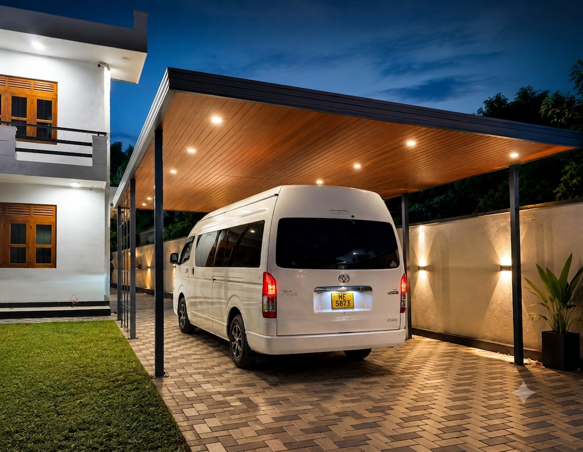 Luxury Modern Wooden Soffit Steel Carport Canopy System