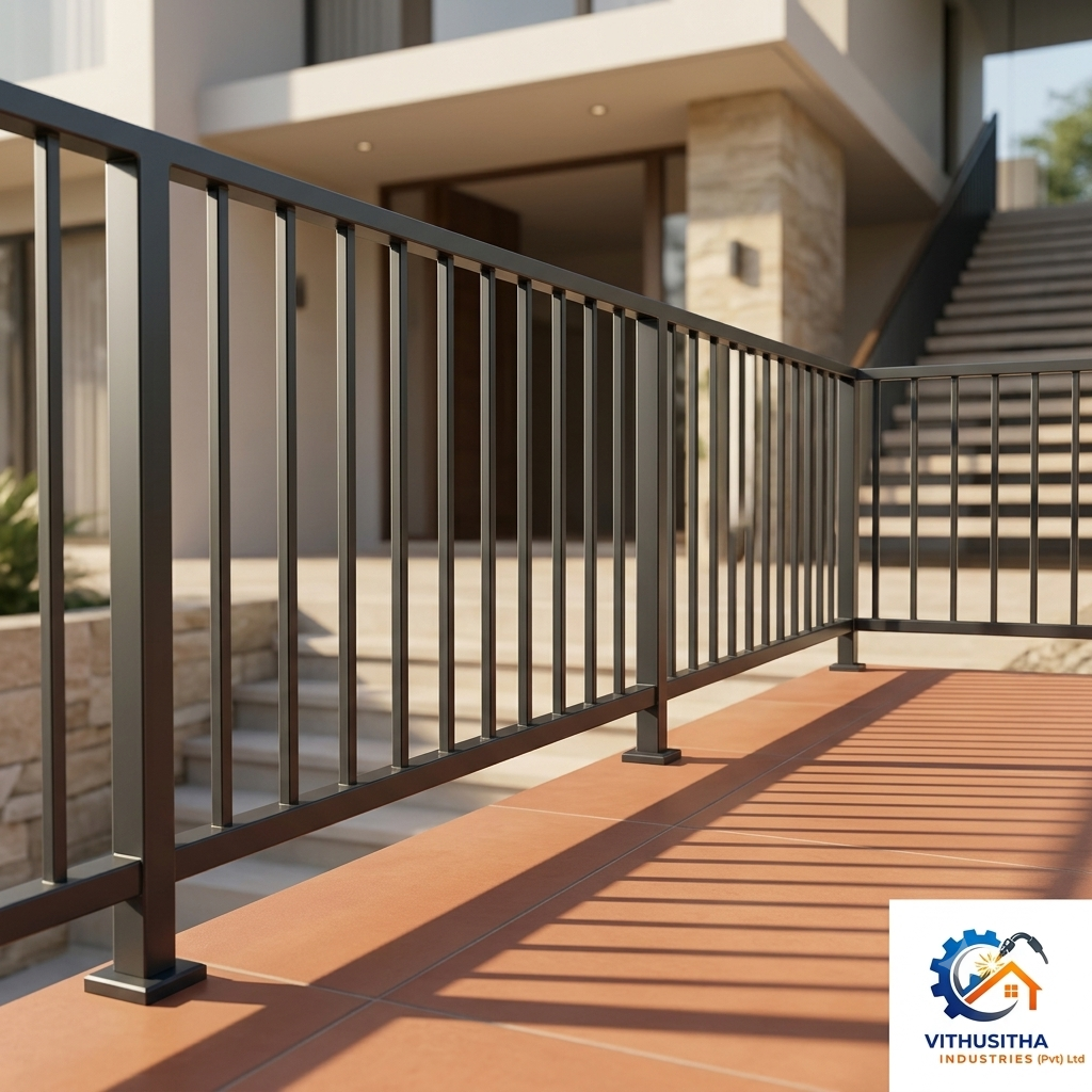 Minimalist Matte Black Vertical Picket Balustrade System